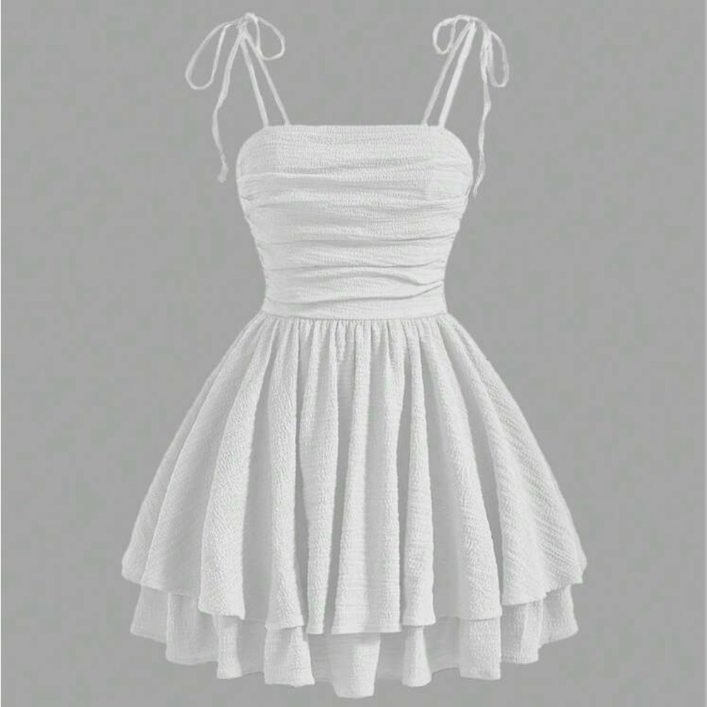 Sleeveless White Tie-Shoulder Sundress